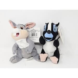 Lot of 2 Vintage Disney Store BAMBI'S THUMPER & FLOWER  Mini Bean Bag Plushies
